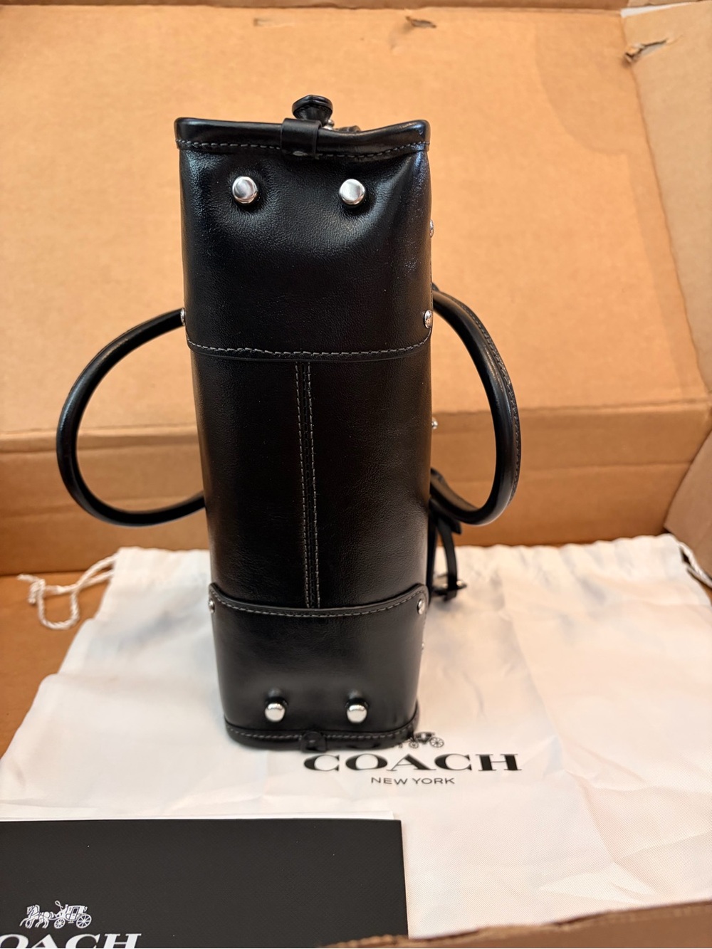 *sold* Coach Black Leather Rhyder Satchel Bag 24 - Picture 10 of 11